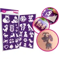 TyToo: Sada šablon na třpytivé tetování psi a kočky 27 ks