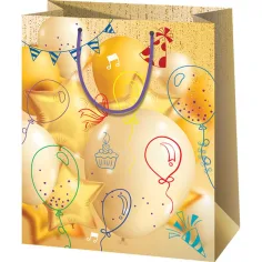 Velká zlatá dárková taška s motivem balónků 26 × 13 × 33 cm