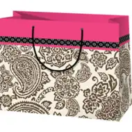 Velký dárkový sáček s růžovým lemem 27x14x33cm