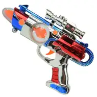 Vesmírný válečník: Elektrická chromová barva vesmírné zbraně se světlem a zvukem 27cm