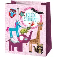 Všechno nejlepší k narozeninám! Obří dárkový pytel s motivem zvířat 40x56x20cm.