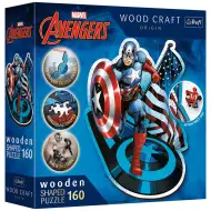 Wood Craft: Marvel - Kapitán Amerika 160 dílkové prémiové dřevěné puzzle - Trefl
