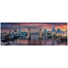 Západ slunce na Temži HQC 1000 dílků panoramatické puzzle s plakátem - Clementoni obrázek 2