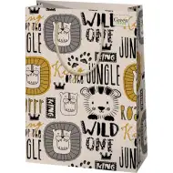 Zelená Tráva Lev vzor velká prémiová dárková taška 26x14x33cm