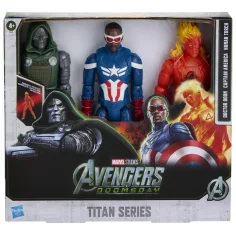 Avengers Titan Hero: Doomsday Doctor Doom, Kapitán Amerika a Human Torch, 29cm sada akčních figurek – Hasbro