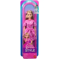 Barbie: Fashionista Přítelkyně stylová módní panenka v růžovém šátkovém vzoru - Mattel