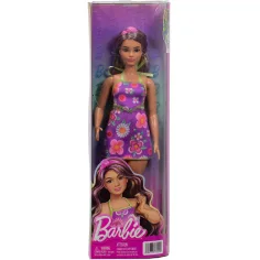 Barbie: Fashionista Kamarádky s květinovými šaty a fialovými prameny – Mattel