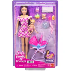 Barbie panenka v květinových šatech chůva herní sada - Mattel