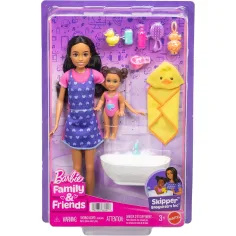 Barbie panenka v srdíčkovém oblečení chůva herní set - Mattel