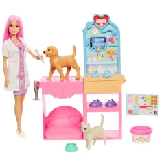 Barbie veterinární klinika na sádrování s růžovlasou panenkou - Mattel obrázek 2
