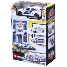 Bburago city - Audi A6 policejní auto a policejní stanice 1 /43