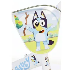 Bluey 12” dětské kolo s držákem na láhev a postranními koly v bílo-modro-zelené barvě – Dino Bikes kolo obrázek 3