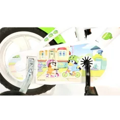 Bluey 12” dětské kolo s držákem na láhev a postranními koly v bílo-modro-zelené barvě – Dino Bikes kolo obrázek 4
