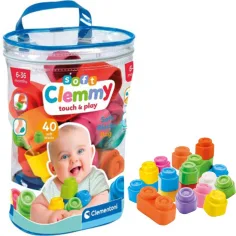 Clemmy: Měkké barevné stavební kostky pro miminka 40ks sada - Clementoni