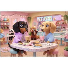 Dachshundi v kavárně 300 dílků puzzle - Trefl obrázek 2