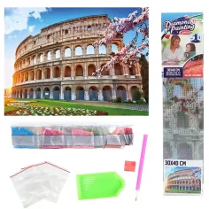 Diamantové puzzle: Římský Koloseum diamantový malířský set 30x40cm obrázek 2