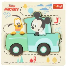Disney Mickey Mouse v autě dřevěná forma na puzzle - Trefl