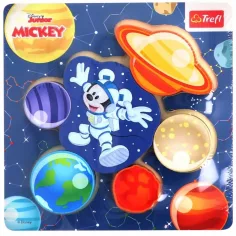Disney Mickey myš ve vesmíru dřevěná forma skládací puzzle - Trefl