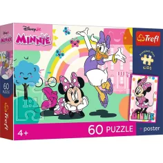 Disney Minnie myš 60ks prémiové plyšové dětské puzzle s plakátem - Trefl