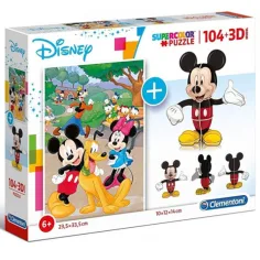 Disney: Puzzle s Mickey myší 104 ks + 3D model Mickeyho - Clementoni