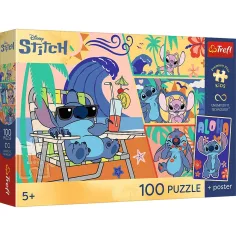 Disney Stitch Strandové dny 100ks UFT puzzle s plakátem - Trefl