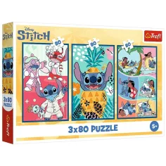 Disney: Svět Stitcha 3x80ks puzzle - Trefl