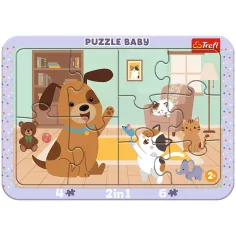 Domácí zvířata v obýváku 2 v 1 rámový baby puzzle - Trefl obrázek 1