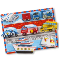 Vozidlové silné dřevěné tvarové puzzle 9 prvků - Melissa & Doug