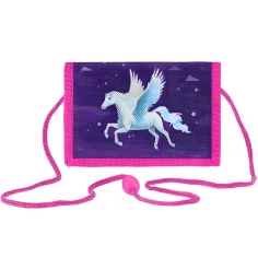 Spirit: Peněženka s potiskem pegasa fialová na suchý zip 12,5x8,5cm
