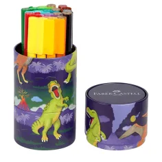 Faber-Castell: Sada spojovacích fixů – 20 ks v dinosauří válcovém boxu