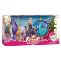 Fantasy kouzelný dýňový kočár set s koněm a panenkou
