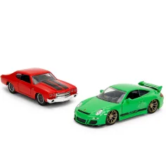 Fast & Furious Legacy Series – Dom Chevrolet Chevelle SS a Porsche 911 GT3 (997) kovový model auta set - Jada Toys obrázek 2