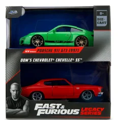 Fast & Furious Legacy Series – Dom Chevrolet Chevelle SS a Porsche 911 GT3 (997) kovový model auta set - Jada Toys