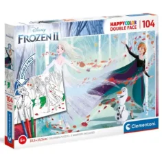 Frozen II. Double 2 v 1 - 104 dílný barevný oboustranný puzzle - Clementoni