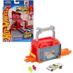 Hot Wheels: Město Opravy & Jdi automechanik dílna základní dráhová sada – Mattel