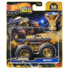 Hot Wheels Monster Trucks: Bigfoot šampion autíčko s trofejí 1/64 - Mattel