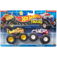 Hot Wheels Monster Trucks: Helichopper vs Rescue Rampager autíčko 2ks balení 1/64 - Mattel