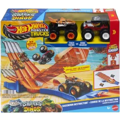 Hot Wheels Monster Trucks: Honba dráha se 2 malými autíčky - Mattel