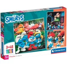 Hupikék trpaslíci dobrodružství 3x48ks supercolor puzzle - Clementoni