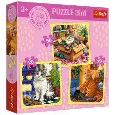 Kočičí radostné okamžiky 3 v 1 50, 36 a 20 dílků puzzle - Trefl obrázek 1