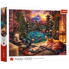 Kočka v sakurové zahradě 1000ks puzzle - Trefl