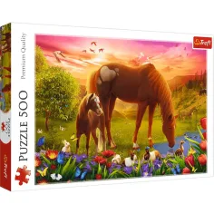 Koně na louce 500ks puzzle - Trefl