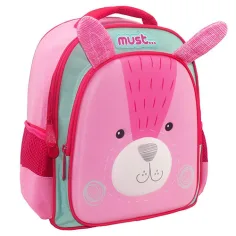 Must: Dětský batoh s 3D vzorem králíčka, dvoukomorový, 27x10x31cm