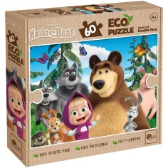Masha a medvěd 2 v 1 60ks Eco puzzle a omalovánka 70x50cm - Lisciani