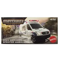 Matchbox A Film: 2024 Mercedes-Benz Sprinter Ambulance papírová krabička autíčko 1/64 – Mattel