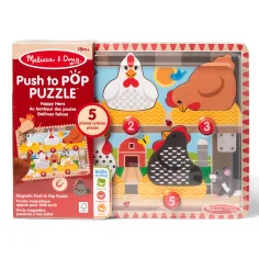 Melissa&Doug Push to Pop Puzzle – Šťastná kuřata dřevěná vzdělávací puzzle - Spin Master
