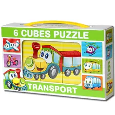Mini pohádková kostka s veselými vozidly 6ks - D-toys