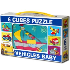 Mini pohádkové kostky s vozidly 6ks - D-toys