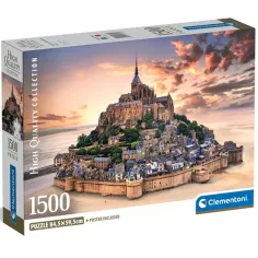 Mont Saint-Michel při západu slunce 1500ks HQC kompaktní puzzle - Clementoni