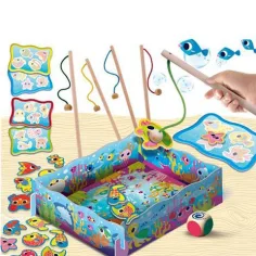 Montessori dětská dřevěná magnetická rybářská hra obrázek 2